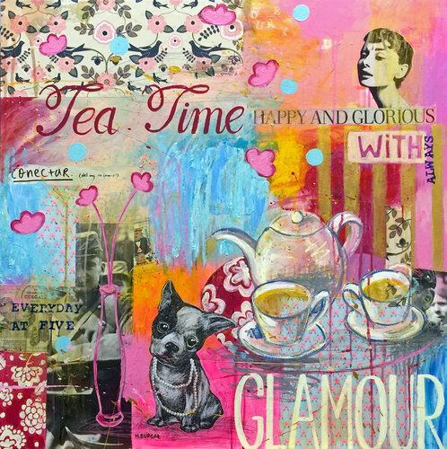 Tea time with glamour di María Burgaz, Pittura in vendita su Singulart