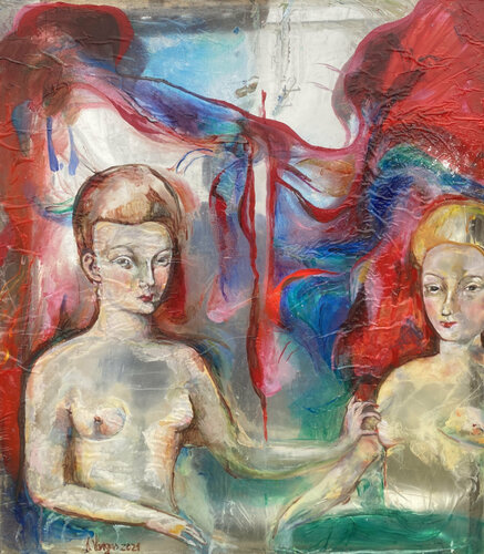 Afterbirth of a heart, from the series purpleline di Anette Vargas, Pittura in vendita su Singulart