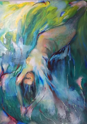 Little Mermaid and polar light von Anette Vargas, Malerei kaufen auf Singulart