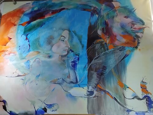 .....Till human voices wake us, and we drown. di Anette Vargas, Pittura in vendita su Singulart