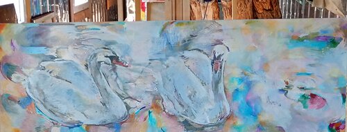 Two swans di Anette Vargas, Pittura in vendita su Singulart