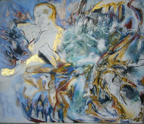 Lovers flying over Rome, Colosseum van Anette Vargas, Schilderij te koop op Singulart