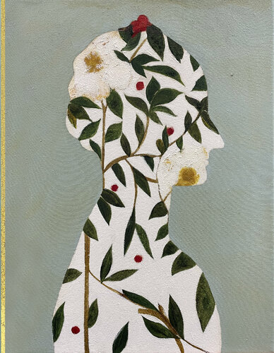 Green portrait 01 bis van Karenina Fabrizzi, Schilderij te koop op Singulart