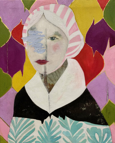 Woman with a pink hat van Karenina Fabrizzi, Schilderij te koop op Singulart
