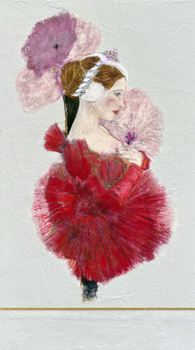 La dame rouge floating di Karenina Fabrizzi, Pittura in vendita su Singulart