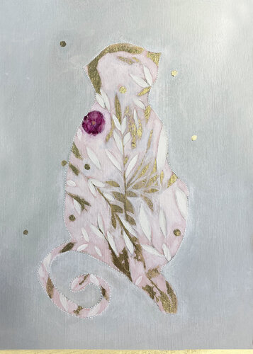 Pink & Gold monkey in Christmas time van Karenina Fabrizzi, Tekening te koop op Singulart