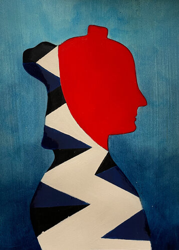 Lei in red & blue Christmas van Karenina Fabrizzi, Tekening te koop op Singulart