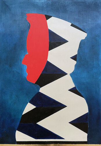 The body as a container /Blue & red lui von Karenina Fabrizzi, Zeichnungen kaufen auf Singulart