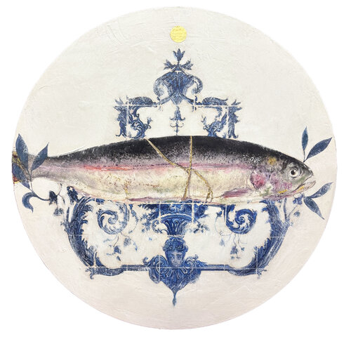 Whispers Of The Ocean/ Blue tiles van Karenina Fabrizzi, Schilderij te koop op Singulart