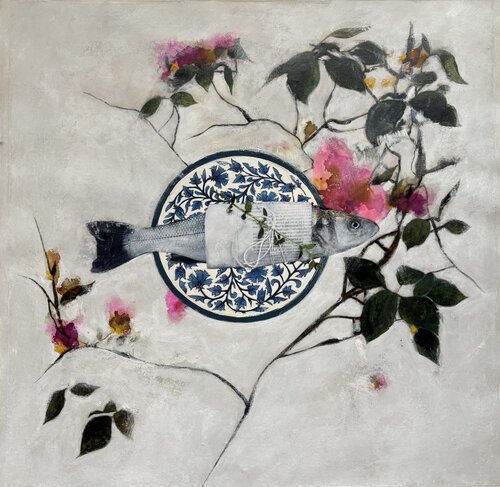 Whispers Of The Ocean/ Tiles 2 de Karenina Fabrizzi, Pintura a la venta en Singulart