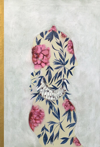 La dame aux fleurs roses by Karenina Fabrizzi, 회화 for Sale on Singulart