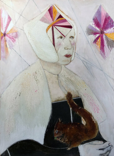 Emilia with a squirrel part B par Karenina Fabrizzi, Dessin en vente sur Singulart