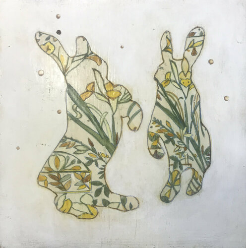 Mucha´s rabbits par Karenina Fabrizzi, Peinture en vente sur Singulart