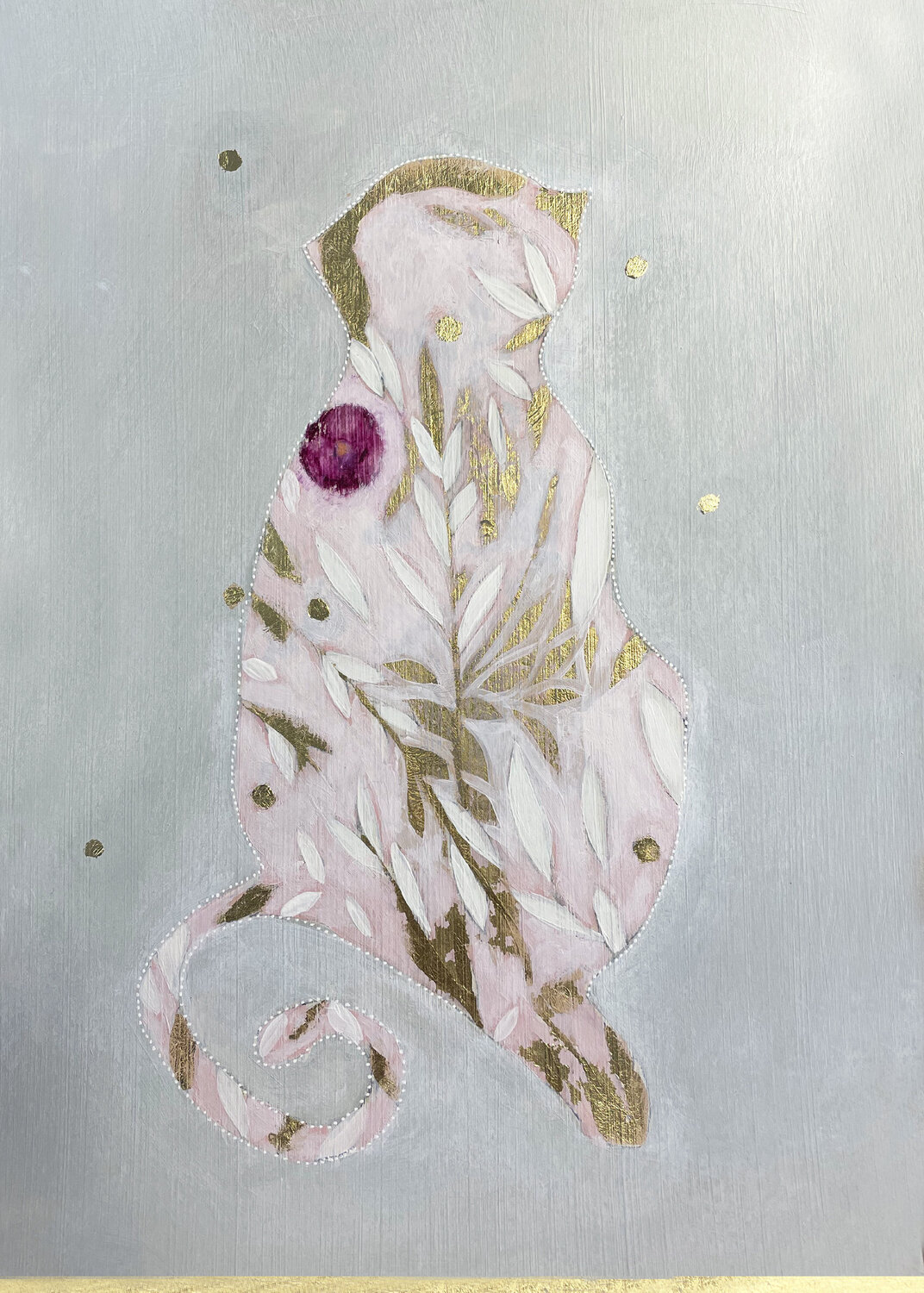 Pink & Gold monkey in Christmas time Karenina Fabrizzi
