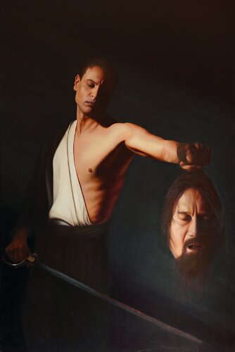Tarantulas’ morality (or David with the Head of Goliath ) by Ezequiel Martinez Llaser, Painting for Sale on Singulart