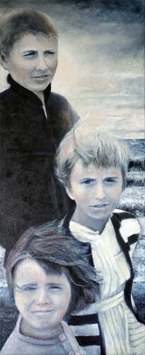 3 enfants à la mer by Isael, Painting for Sale on Singulart