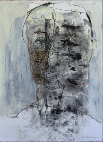 Bust of a man with blue background par André François van Vuuren, Œuvre sur papier en vente sur Singulart