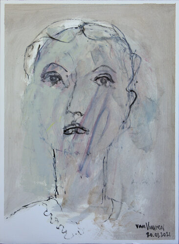 Bust of an elegant woman par André François van Vuuren, Œuvre sur papier en vente sur Singulart