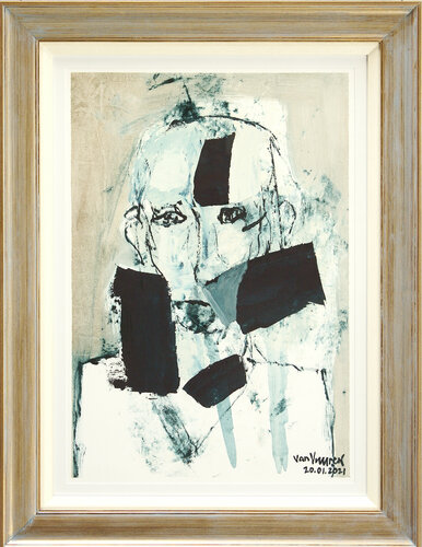 Portrait of a man with black elements par André François van Vuuren, Peinture en vente sur Singulart