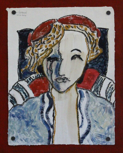 Woman with red beret by André François van Vuuren, Work on Paper for Sale on Singulart