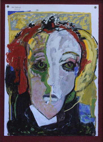 Woman's head, Red hair and green eyes van André François van Vuuren, Werk op papier te koop op Singulart