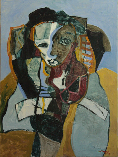 Portrait of a woman seated in a yellow armchair by André François van Vuuren, Painting for Sale on Singulart