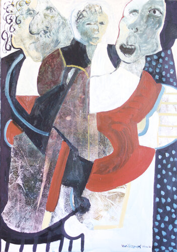 Three attitudes toward one event par André François van Vuuren, Peinture en vente sur Singulart