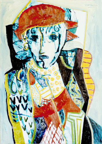 woman with a red hat by André François van Vuuren, Painting for Sale on Singulart