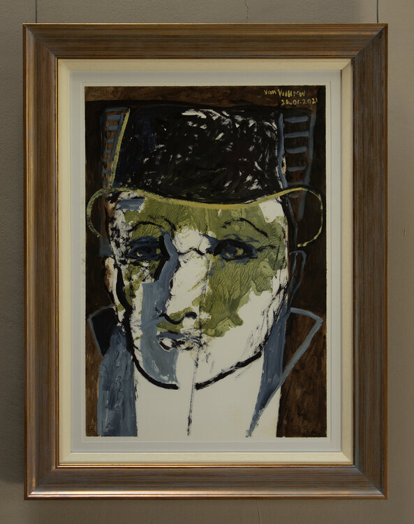 The green harlequin with porkpie hat André François van Vuuren