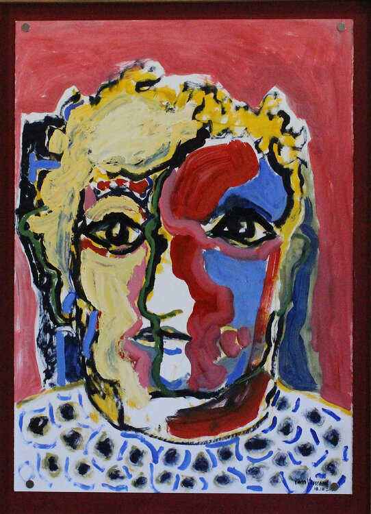 Man's head with red background André François van Vuuren