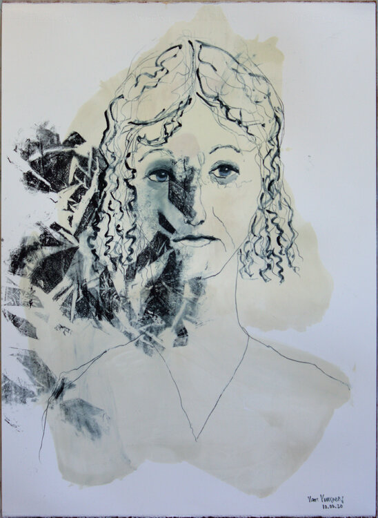 Bust of a woman in foliage André François van Vuuren