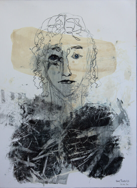 Bust of a woman with yellow wash André François van Vuuren