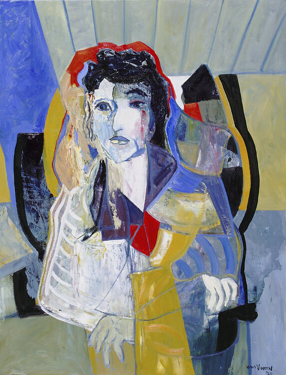 seated woman in blue André François van Vuuren