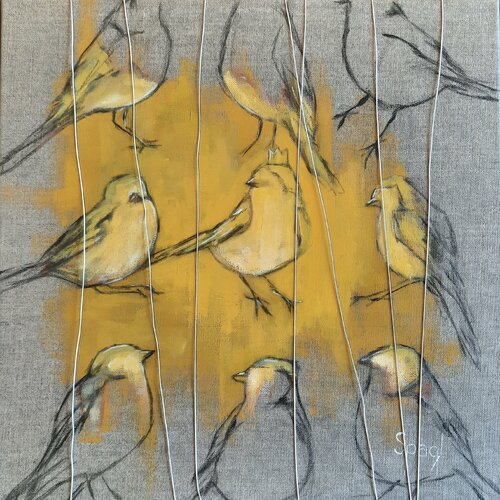 The Freedom of Color - < Birds > van Anja Spagl, Schilderij te koop op Singulart