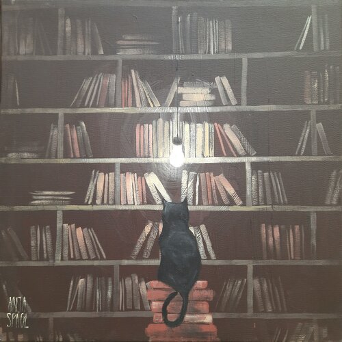 "Book cat" di Anja Spagl, Pittura in vendita su Singulart