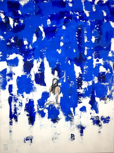 Contemplating the Ocean de Anja Spagl, Pintura a la venta en Singulart