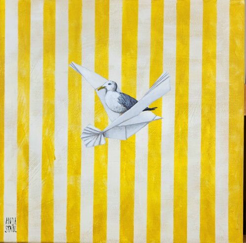 Learning to fly by Anja Spagl, 油畫 for Sale on Singulart