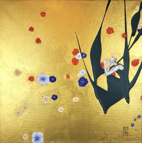 Golden Reverie van Anja Spagl, Schilderij te koop op Singulart