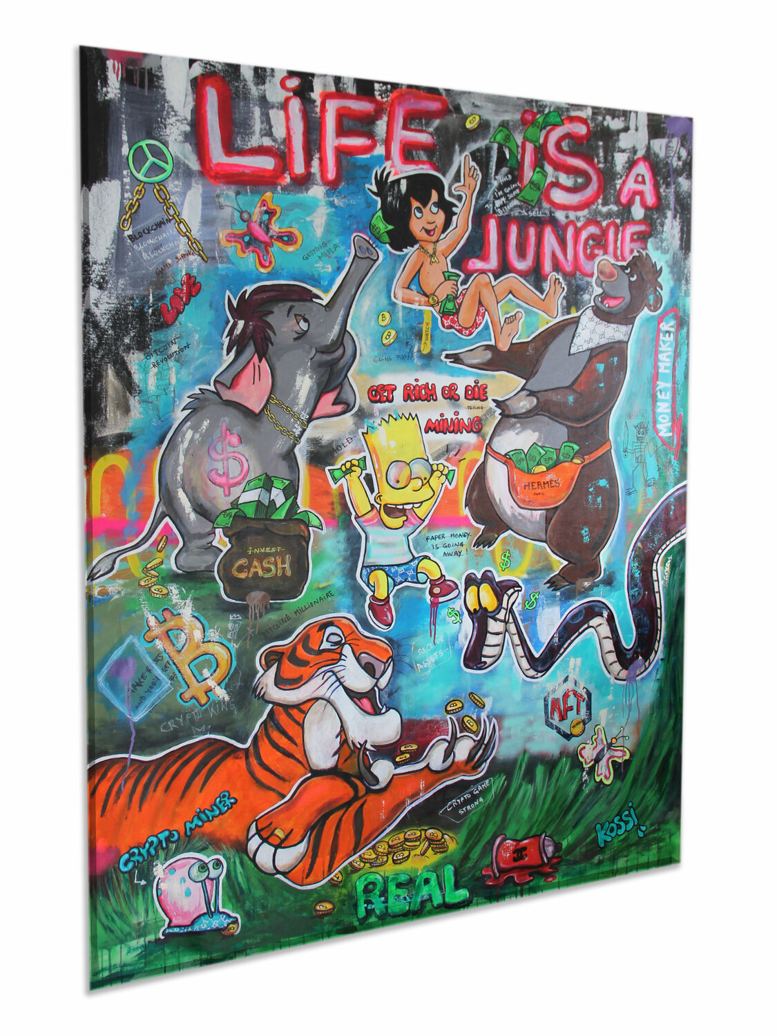 Crypto Jungle di Kristin Kossi (2021): Pittura a Acrilico, Graffiti su Tela  - Singulart