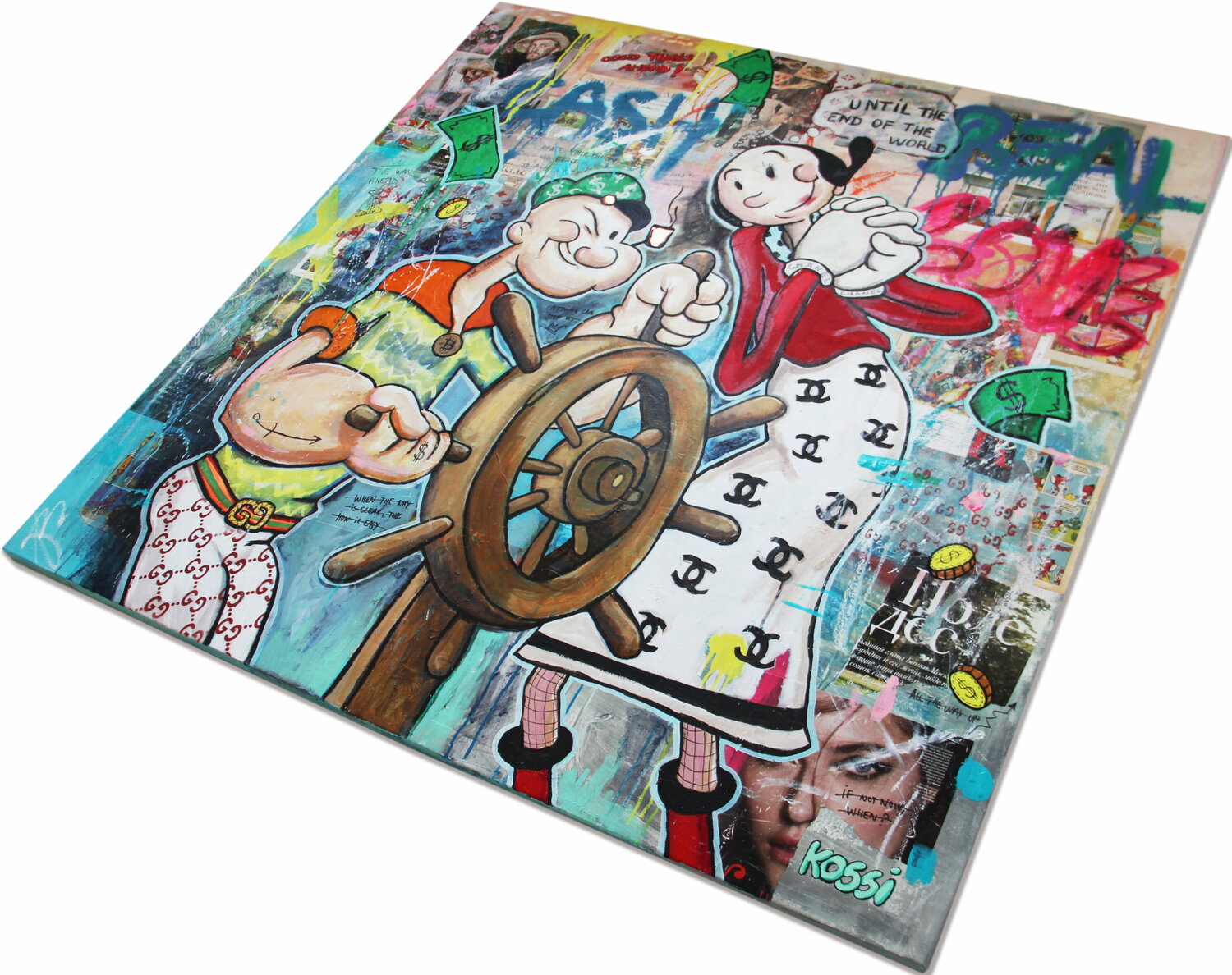 Popeye the Visioner von Kristin Kossi (2022): Malerei Acryl, Collage auf  Leinwand - SINGULART