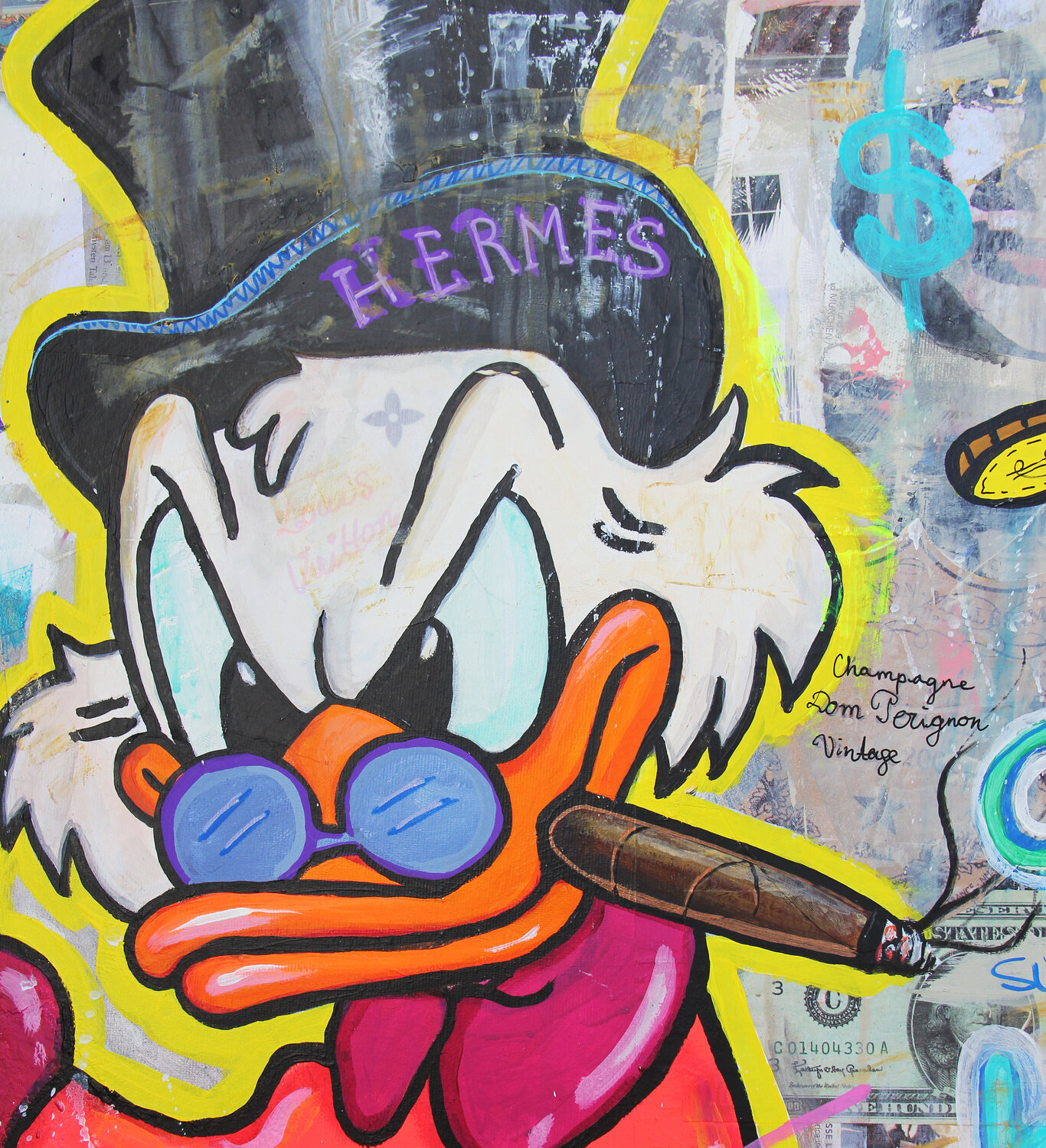 Time is money door Kristin Kossi (2023) : Schilderij Acryl, Collage op  Canvas - Singulart