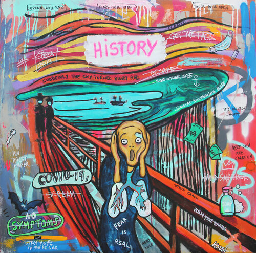 Corona History Scream di Kristin Kossi, Pittura in vendita su Singulart