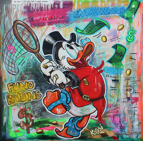 Scrooge Fundraising di Kristin Kossi, Pittura in vendita su Singulart