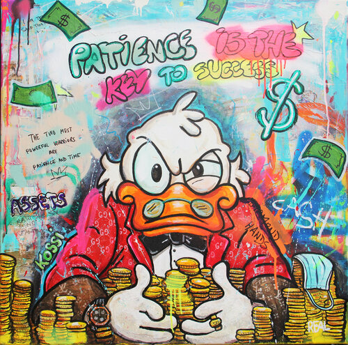 Patience is the key Scrooge di Kristin Kossi, Pittura in vendita su Singulart