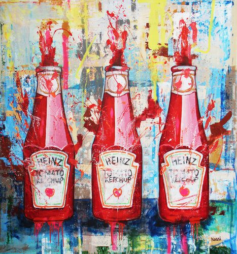 3 Ketchup Bottles von Kristin Kossi, Malerei kaufen auf Singulart