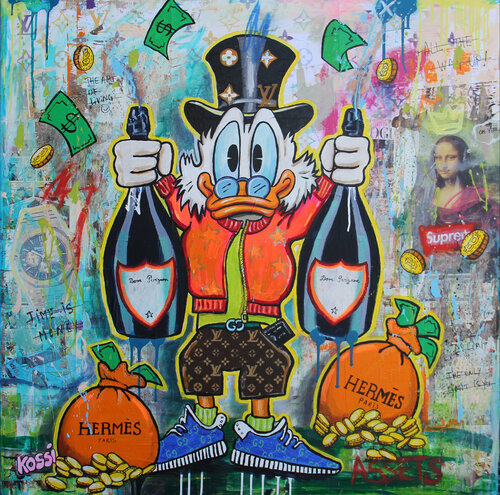 Scrooge McDuck Champagne Hermes van Kristin Kossi, Schilderij te koop op Singulart