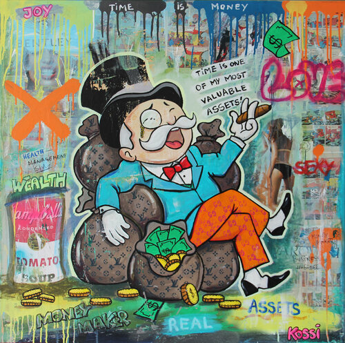 Mr. Monopoly - Time is money di Kristin Kossi, Pittura in vendita su Singulart