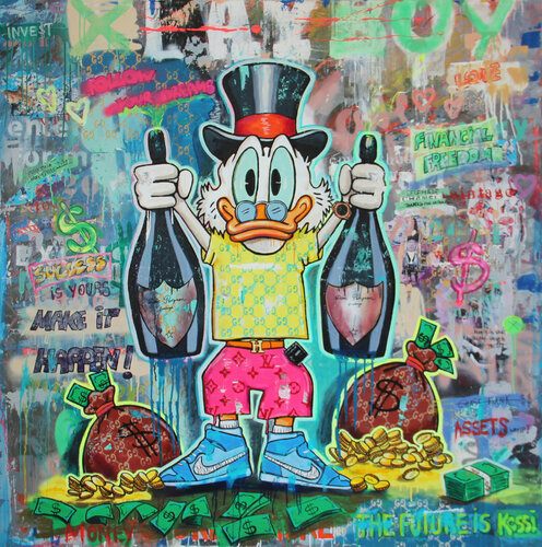 Scrooge Champagne Boy by Kristin Kossi, Painting for Sale on Singulart
