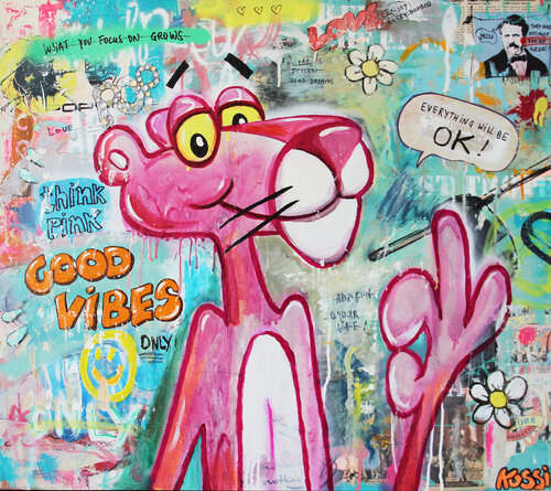 Good Vibes Panther di Kristin Kossi, Pittura in vendita su Singulart