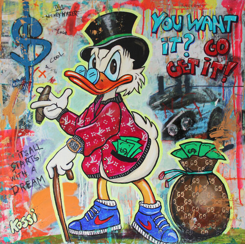 Scrooge McDuck Moneymaker di Kristin Kossi, Pittura in vendita su Singulart